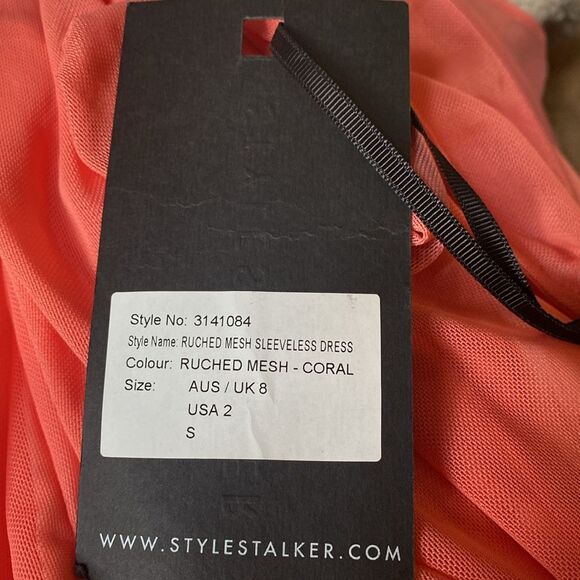 StyleStalker Coral Mesh Fitted Mini Dress NWT S - Picture 6 of 8